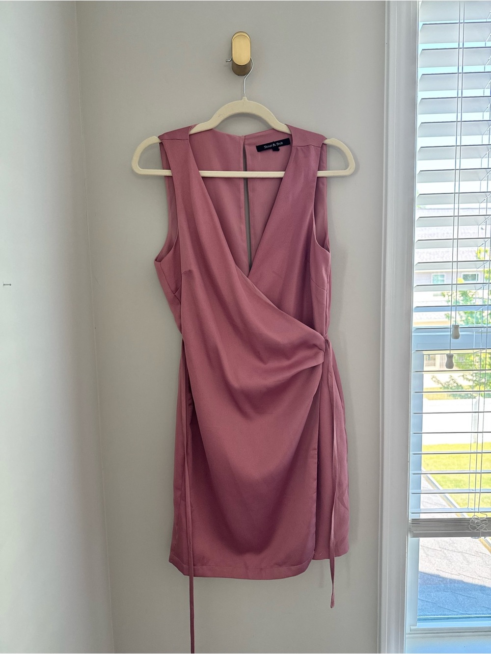 Sleeveless Wrap Mini Dress in Dusty Rose